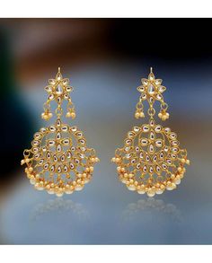 Earring Length: 9.50 CM x Width 5.00 CM \nMetal: Alloy With Good Quality Gold Plated \nColor: White | Stone: Kundan & Imitation Peral \nGross Weight: 45.00 Grams \nPackage Content: 1 Pair Of Earring \nBack Finding: Post With Friction Back x Earring Style: Dangle \nCare Instruction : Avoid Heat & Chemicals Like Perfume, Deo, Alchol, Etc. | Clean With Dry Cotton Cloth | Pack In An Air Tight Container Use. #happynewyear#earring#white#golden#stylish #newyearseve Studded Necklace