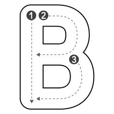 the letter b is shown with arrows pointing up to it's center and bottom