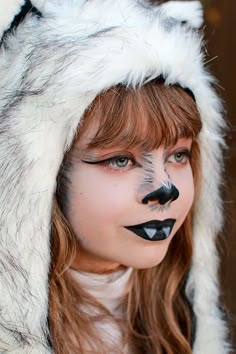 Kid Werewolf Makeup, Arctic Fox Costume, Wolf Costume Makeup, Diy Wolf Costume, Girls Wolf Costume, Girl Werewolf Costume, Werewolf Makeup