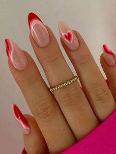 Heart Nail Designs, Makijaż Smokey Eye, Nail Swag, Stick On Nails, Beauty Nail, Heart Nails, Valentine's Day Nails, Valentines Nails