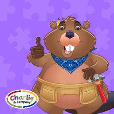 a cartoon bear holding a wrench and giving the thumbs up with his right hand