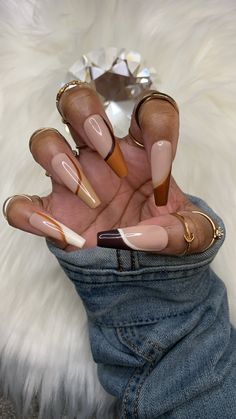 Hand Painted Nails, Brown Acrylic Nails, Painted Nails, Classy Acrylic Nails, Gluten Sensitivity, Cuticle Pusher, Square Acrylic Nails, Fire Nails, Pretty Acrylic Nails