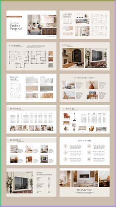 the layout design for an interior and furniture store is shown in two different colors, including beige