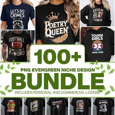 the ultimate bundle of 100 + t - shirt designs for women and men to choose from