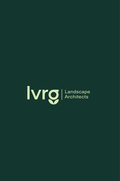 the lvrg landscape architecture logo is shown in green and white on a dark background