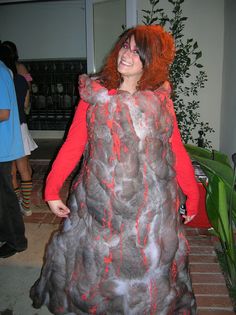 a woman in a dress that is made to look like an animal