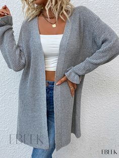 Ebeek - Exquisite Pointelle Knit Duster Cardigan for Women Knit Duster, Cardigan For Women, Fall Care, Gray Cardigan, Pointelle Knit, Duster Cardigan, Grey Cardigan, Clean Style, Clothes And Shoes