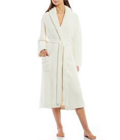 From Barefoot Dreams&#x2C; this robe features:CozyChic® fabricationLong sleevesShawl collarDouble belt loopsFront patch pocketsPolyester microfiberMachine wash/line dryImported. Self Care Shopping List, Self Care Shopping, Top Gifts For Women, Salt Room, Terry Robe, Boat Tote, Bath Robes For Women, Toddler Wearing, Belted Robe