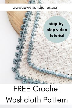 Two crochet washcloths with two different borders. Crochet Border For Dishcloth, Farmhouse Washcloth Crochet, Crochet Borders For Dishcloths, Crochet Dishcloth Border, Simple Crochet Dishcloth Pattern Free, Crochet Dish Cloths Free Patterns Easy, Free Washcloth Crochet Patterns, Easy Crochet Washcloth Pattern Free, Crochet Dish Rag