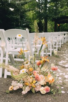 Aisle meadow Seattle wedding florals dahlias summer wedding iris foxtail lilies sunset palette Seattle floral designer sustainable florals repurposing floral centerpiece large floral installation Wedding Ceremony Flowers, Wedding Flower Inspiration, Garden Party Wedding, Ceremony Arch, Ceremony Flowers, Wildflower Wedding, Deco Floral