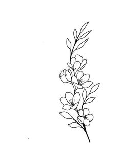 a black and white drawing of some flowers