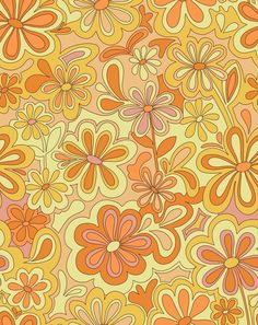 an orange and yellow flower pattern with many different colors