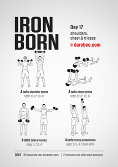 the iron born workout poster shows how to do it