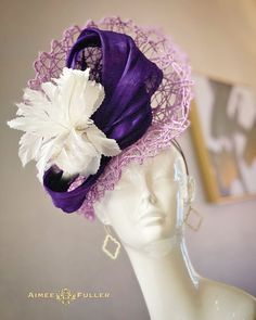 Elegant Purple Top Hat For Races, Elegant Purple Hat For Garden Party, Elegant Purple Top Hat For Royal Ascot, Elegant Purple Top Hat With Curved Brim, Elegant Purple Top Hat For Kentucky Derby, Fitted Purple Hat For Kentucky Derby, Elegant Fitted Purple Top Hat, Fitted Purple Top Hat For Spring, Elegant Purple Fascinator For Garden Party