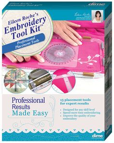 the sewing tool kit is pink and has instructions on how to use it for embroidery