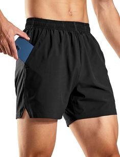 PRICES MAY VARY. Haimont 5 inch mens running athletic shorts are made with 90% polyester 10% spandex, which offers a lightweight, breathable and quick dry that are able to wicks moisture away from your body to keep you cool and dry Men's active gym unlined shorts feature 3 pockets, The 2 side pockets offer easy storage for your essentials and are also deep enough to prevent your belongings falling out. 1 inner drop-in pocket at waist for additional small items like coins, mini-card Featured a co Stylish Logo, Mens Running, Side Splits, Training Shorts, Active Shorts, Water Resistant Fabric, Man Running, Range Of Motion, Easy Storage