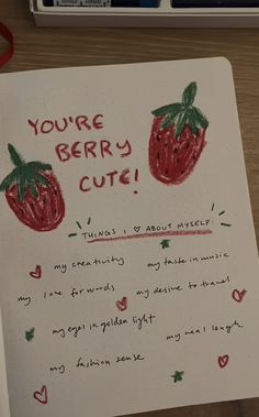 a note written to someone about strawberrys