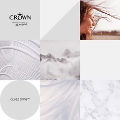 an advertisement for crown's new brand, quiet time with the image of a woman in white dress