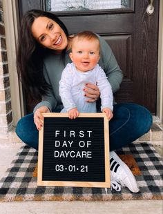 First day of daycare photo idea 1st Day Of Daycare Infant, First Day Of Daycare Pictures, First Day Of Daycare Sign, Daycare Photoshoot Ideas, 1st Day Of Daycare, First Day At Daycare, Nursery 2023, First Day School Sign