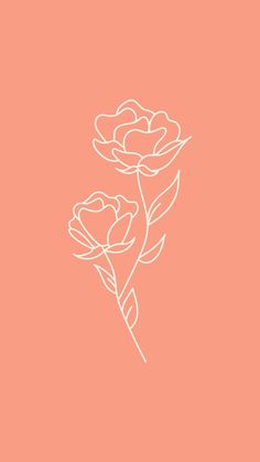 the outline of two flowers on an orange background