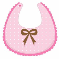 a pink bib with a brown bow on it