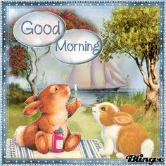 an image of a bunny and rabbit on the cover of a book with words good morning