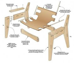 the parts of a wooden rocking chair with instructions on how to make it and where to put them