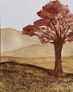 a painting of a tree in the middle of a field