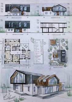 some drawings of different types of houses