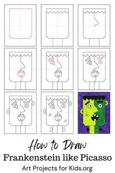 how to draw frankenstein like picasso art projects for kids