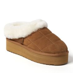 Trust us: they're as cozy as they look. With genuine shearling offering all over comfort and genuine suede providing proven indoor/outdoor durability, these clogs are a must for relaxing anytime, anywhere. Adorned with quilted details and a plush cuff, you're sure to stay cozy with these memory foam clogs. Size: 7.  Color: Brown.  Gender: female.  Age Group: adult. Shearling Slippers, Ballerina Slippers, Clog Slippers, Platform Clogs, Moccasins Slippers, Flip Flop Slippers, Slipper Boots, Stay Cozy, Mens Slippers