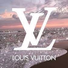 the logo for louis vuitton is shown in front of an ocean and sky