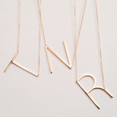 2015 Gift Guide: Her \\\ Large Initial Gold Necklace by Gigglosophy \\\ $34 A simple, minimalist look featuring the letter of your choice hanging from a delicate gold chain. Necklace Packaging, Gold Necklaces, Gold Initial, Letter Pendants, Bridesmaid Jewelry