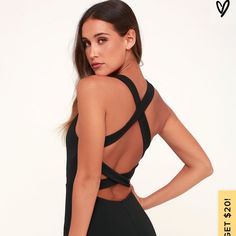 Lulu’s Size Xs Black Backless Midi Length Dress, Never Been Used, Tags Are Still Attached And The Fabric Is Thick And Well Lined Strappy Low Back Dress, V Cut Backless Dress, Strappy Backless Dress, Dresses Lulus, Black Backless Dress, Lulu Dresses, Midi Length Dress, Midi Length, Backless Dress