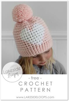 My most requested crochet pattern design is now available for instant download! This sweet little heart hat can be made in 4 sizes including baby, toddler, child, and adult. The brim looks like knit but is actually crochet and the heart design is achieved using a simple technique that allows the crochet stitches to line up perfectly! All you need is some bulky yarn and a 6.5mm crochet hook! Beanie Design, Crochet Kids Hats, Modern Crochet, Beanie Pattern, Crochet Heart