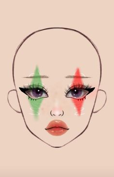 Clown Makeup Looks Drawing, Easy Clown Makeup, Doll Face Makeup, Xmas Makeup, Asian Makeup Tutorials, Funky Makeup, Creepy Makeup, Makeup Fails, Makeup Drawing