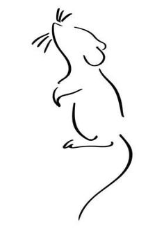 the outline of a rat is shown in black and white, with one line drawn across it