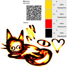 an image of a cat with hearts on it's chest and the color chart below