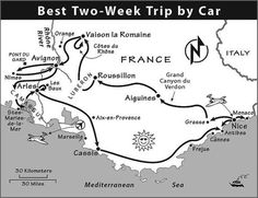 the best two - week trip by car in france with maps and directions to all destinations