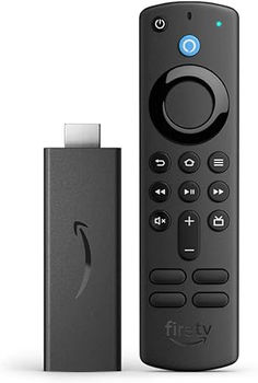 an amazon fire tv stick next to a remote control