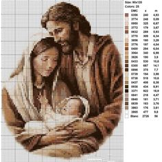 the birth of jesus is depicted in this cross stitch pattern