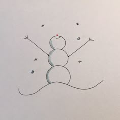 a drawing of a snowman with skis on it