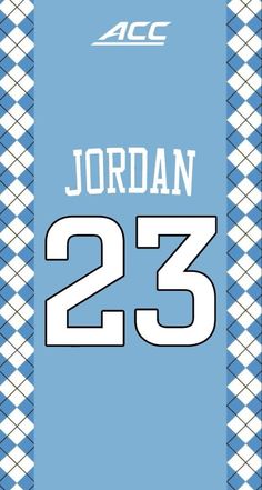 a blue and white plaid jersey with the number 23 on it's back side