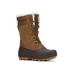 Kamik-Lauren Snow Boot Take on chilly days in the Lauren snow boot from Kamik. Chock full of useful features, like a seam-sealed design, CushyStep insole, and GripXT treaded sole, this pair is sure to keep you comfortable through snow and slush. Click here for Boot Measuring Guide. Colter Snow Boots, Snow Duck Boots, Brown Snow Boots, Outdoor Lace-up Boots With Faux Fur Lining, Shearling Lace-up Boots For Outdoor, Snow Boot, Snow Boots, Click Here, Dark Brown