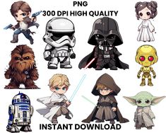 the star wars characters are all in different poses