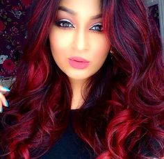 Bright Red Hair Dye, Dark Red Hair Dye, Bright Red Highlights, Wine Hair Color, Dark Red Hair Color, Black Red Hair, Wine Hair, Dyed Red Hair, Dark Red Hair