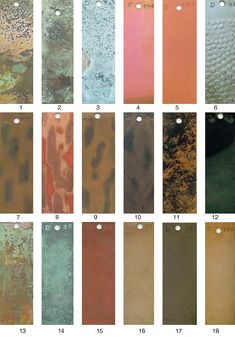 the different colors and patterns of metal sheeting are shown in this chart, with each color