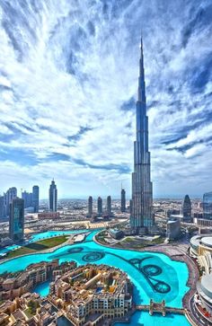 an aerial view of the burj tower in dubai