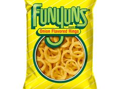 a bag of onion flavored rings on a white background