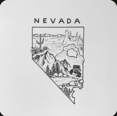 a black and white drawing of nevada